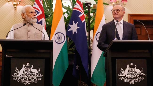 The Sydney Opera House will be lit up in the colours of the Indian flag to commemorate Indian Prime Minister Narendra Modi’s visit. Picture: NCA NewsWire / David Swift