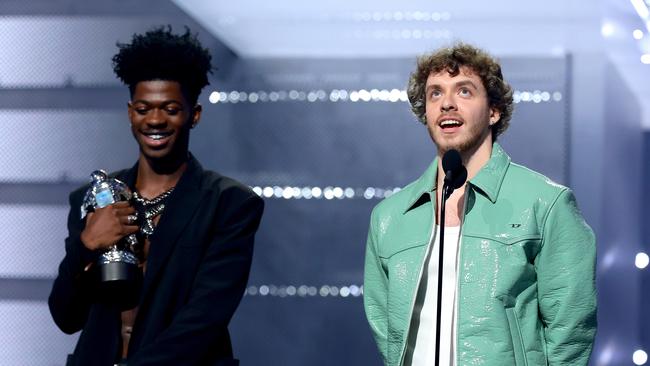 Lil Nas X and Jack Harlow accept the award for Best Collaboration at the 2022 MTV VMAs. Picture: Getty Images