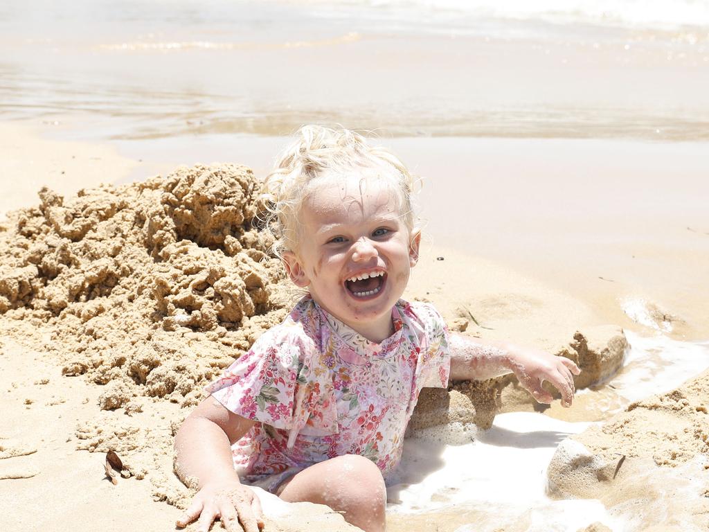 Rome Van Spanje has a splash in the sand. Picture: Hanna Lassen/Getty Images