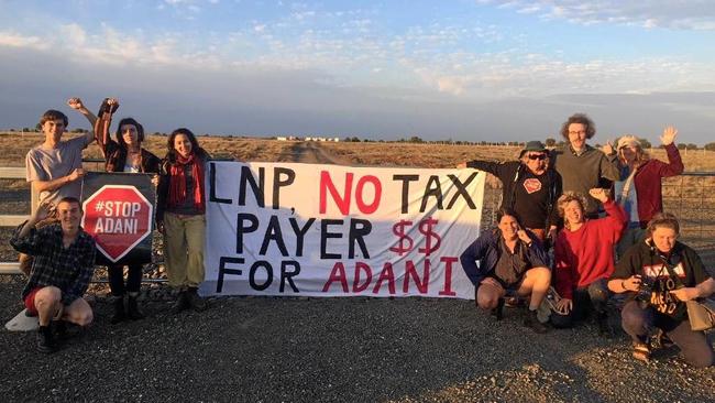 Frontline Action on Coal protesters at Disney Cattle Station this morning. Picture: Frontline Action on Coal