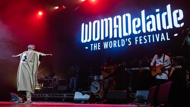 Youssou N'Dour performs on the Foundation Stage at WOMADelaide 2023 in Botanic Park. Picture: Wade Whitington, supplied