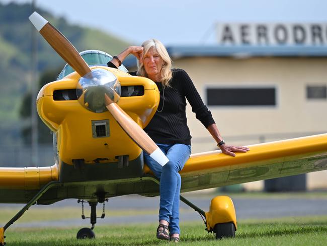 02/06/2021 : Jennifer Beck, 72,  former senior flying instructor and current liaison officer for the Gympie airport with Gympie Regional Council, with her yellow Thatcher CX4 ultralight plane at the Gympie Airport, north of Brisbane. Beck won a case (May 2018) and appeal (Feb 2021) against local pilot Blair Rowan in the Queensland Civil and Administrative Tribunal following a claim under the Qld Anti-Discrimination Act that Rowan sexually harassed, vilified and victimised her with a number of highly offensive emails he circulated , and a claim of sexual harassment that Rowan made against Beck was found to be false and "made up" and also found by the tribunal to be victimisation by Rowan.. Pic Lyndon Mechielsen/The Australian