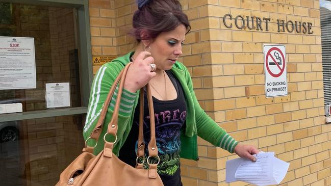 Sarah Carter, 30, leaving the Tanunda Court who police allege stole a vending machine. Picture: Jason Katsaras