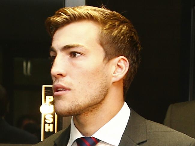 AFL Tribunal. Melbournes Jack Viney arrives at the tribunal to answer a rough conduct charge with teammate Alex Georgiou. Pic: Michael Klein. Tuesday May 6, 2014.