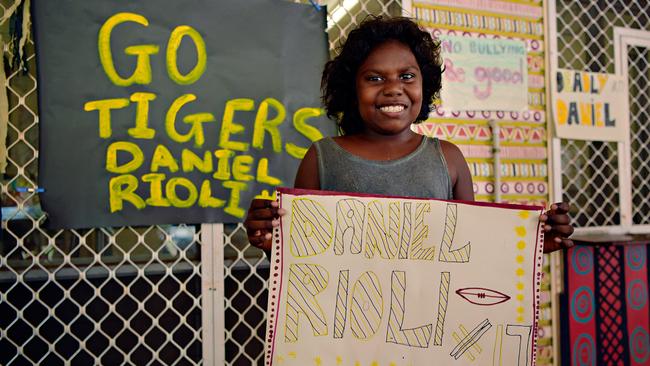 Clara Bruppacher from Pularumpi School will also be supporting Daniel Rioli and the Tigers on Saturday.