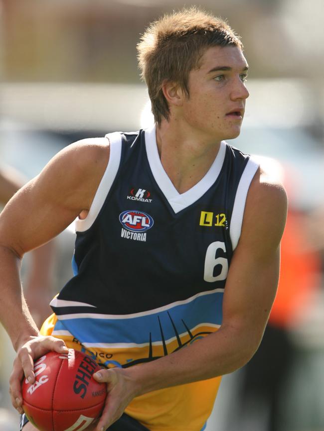 Dustin Martin in action for the Bendigo Pioneers. Picture: Getty Images