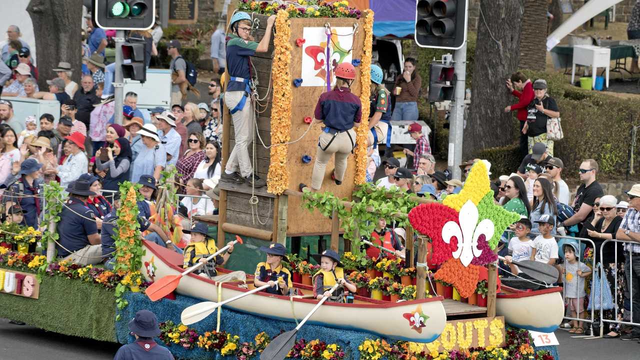 Toowoomba Scouts take part in the 2019 Grand Central Floral Parade. Saturday, 21st Sep, 2019.