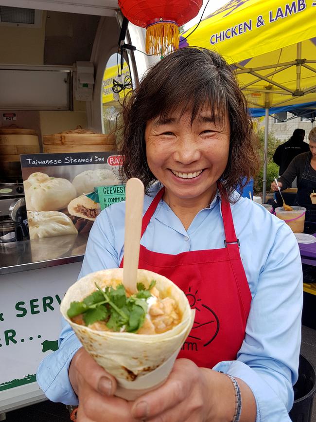 A far happier Cassandra Rolph at the Fireys Feast at Geeveston last week. Picture: ELAINE REEVES