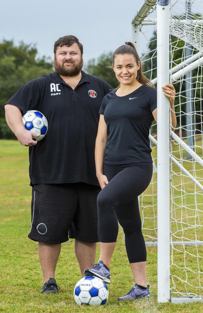 Anthony Costa and Anna Mehel at Virginia United Football Club. Picture: AAP/Richard Walker