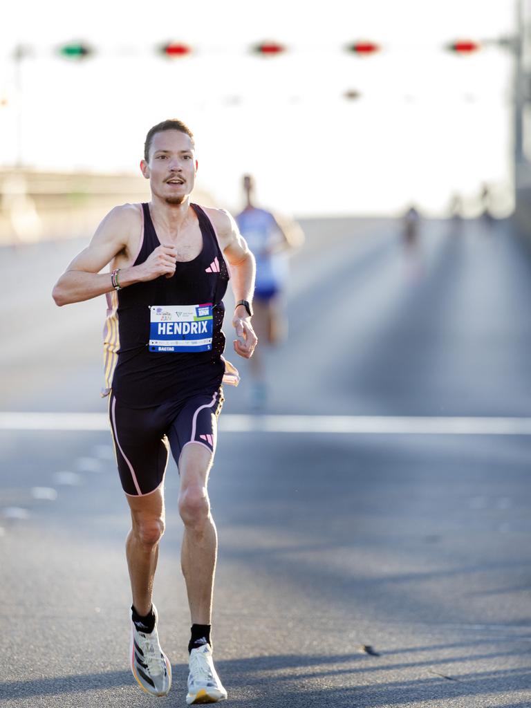 Robin Hendrix wins the men's Run the Bridge at Hobart. Picture: Chris Kidd