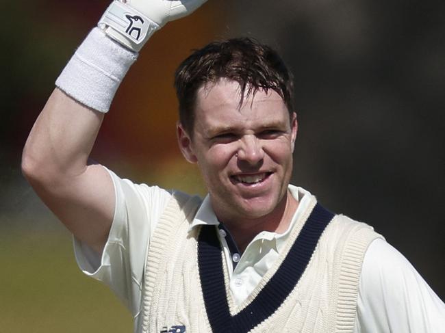 MELBOURNE, AUSTRALIA - OCTOBER 08: Marcus Harris of Victoria celebrates making a century during the Sheffield Shield match between Victoria and Tasmania at CitiPower Centre, on October 08, 2024, in Melbourne, Australia. (Photo by Daniel Pockett/Getty Images)