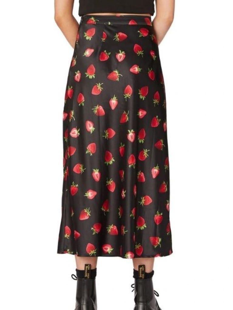Dangerfield Strawberry Satin Slip Skirt