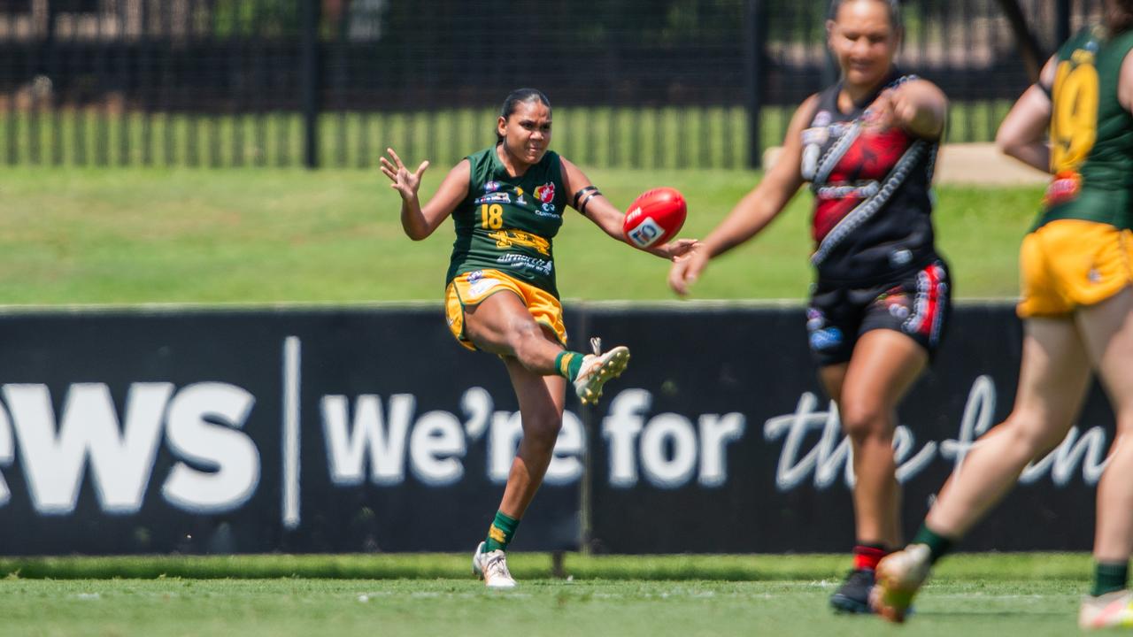 Janet Baird playing in the St Mary's vs Tiwi Bombers match in Round 6 of the 2024-25 NTFL season. Picture: Pema Tamang Pakhrin