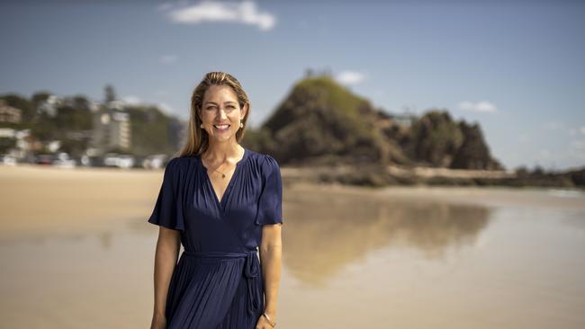 2020 LNP candidate Laura Gerber at Currumbin Beach on the Gold Coast. Picture: Glenn Hunt