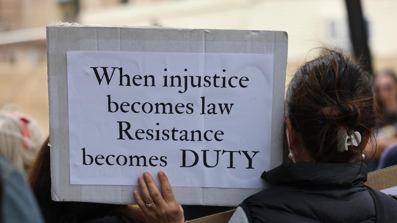 The protesters marched to Parliament House. Picture: NCA NewsWire / David Swift