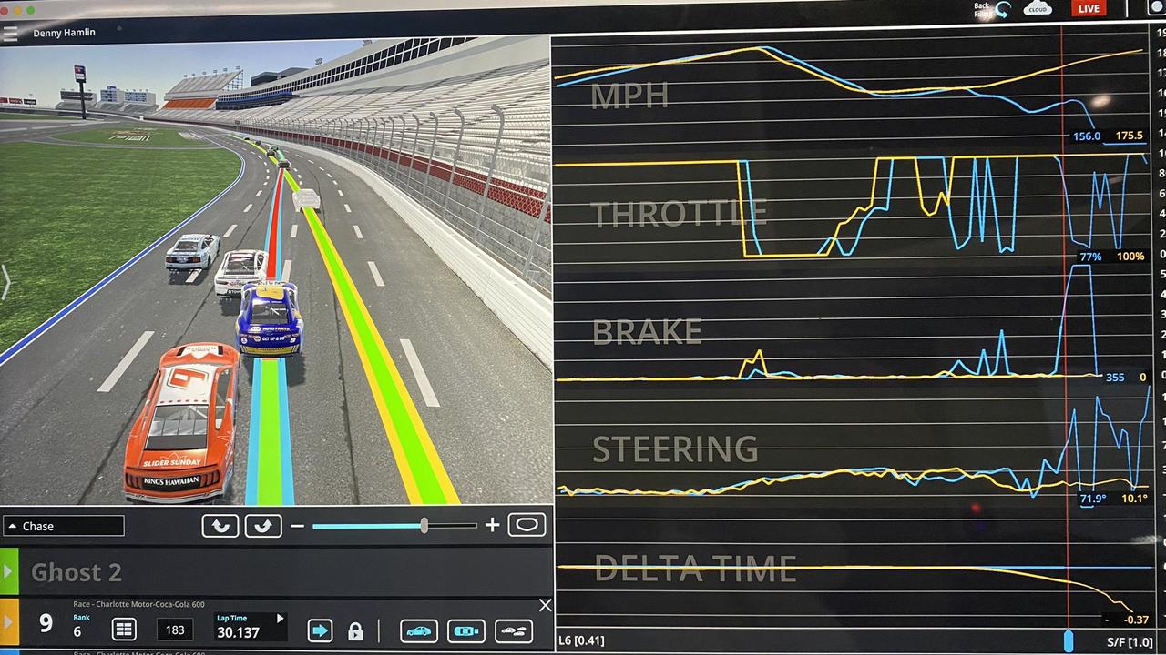 NASCAR driver Denny Hamlin posts telemetry data relating to his incident with fellow driver Chase Elliott at Charlotte Motor Speedway. Picture: Twitter