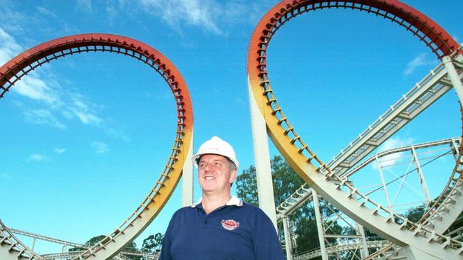 Tony Braxton-Smith pictured in front of the defunct Thunderbolt ride at Dreamworld