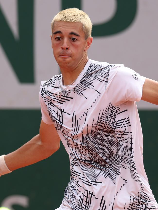 Pierluigi Basile of Italy beat the Aussie in a three-set match. (Photo by Adam Pretty/Getty Images)