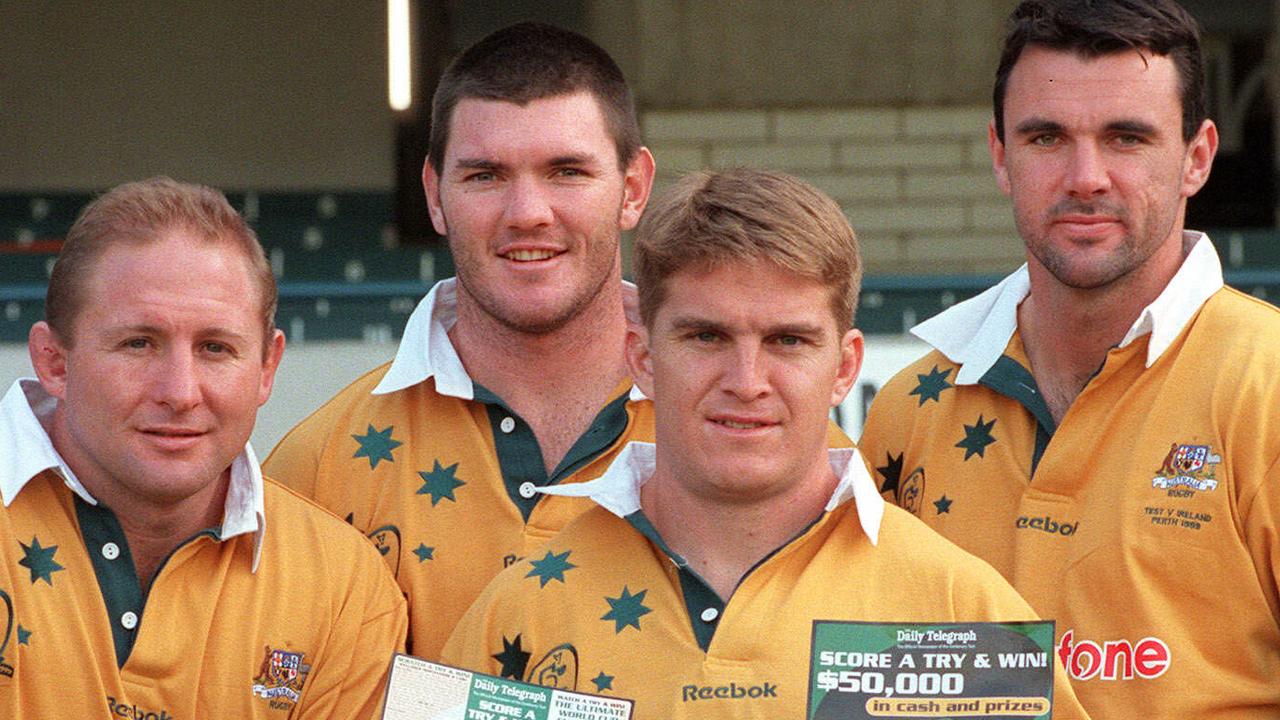 World Cup-winning Wallabies Dan Crowley (L), Daniel Herbert (2nd left) and Joe Roff (R) are believed to in the running to join Rugby Australia’s board.