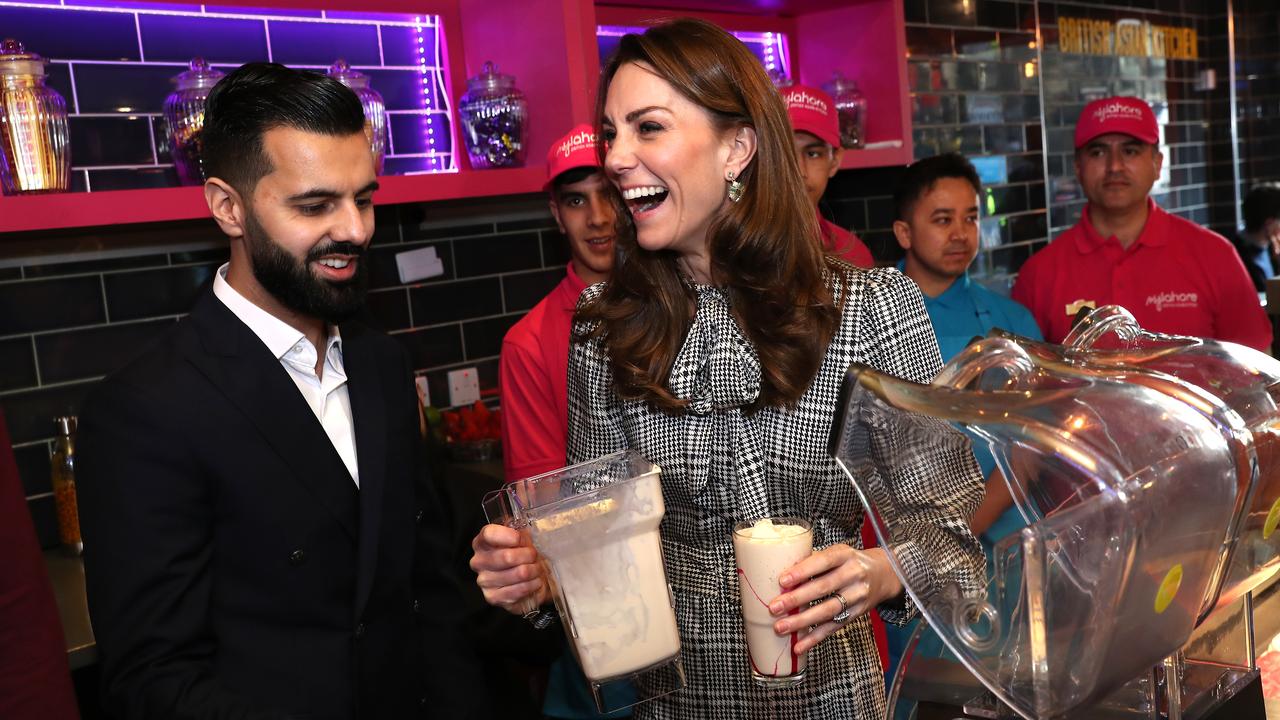 Kate helped make Kulfi milkshakes at MyLahore, a restaurant inspired by the Food Capital of Pakistan. Picture: Getty Images/Chris Jackson