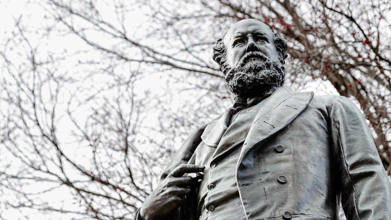 The controversial William Crowther Statue at Franklin square, Hobart. Picture: Linda Higginson