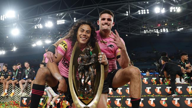 Jarome Luai and Nathan Cleary won four NRL premierships together. (Photo by Cameron Spencer/Getty Images)