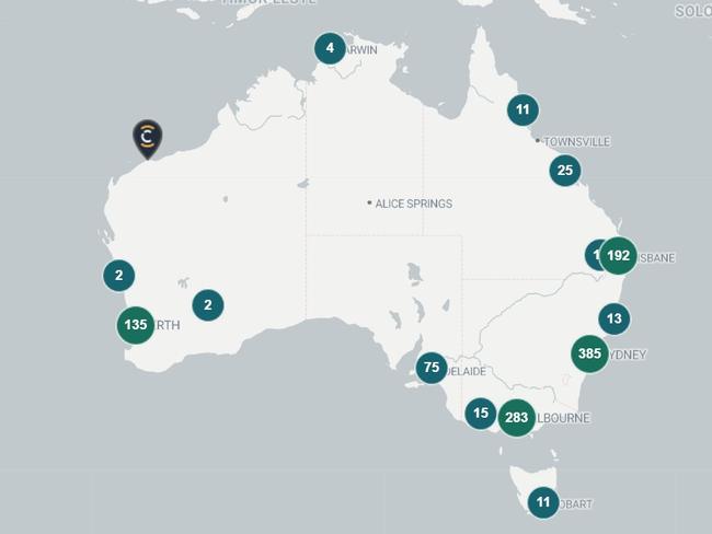 The numbers of machines have exploded in the past two years. Picture: Coin ATM Radar