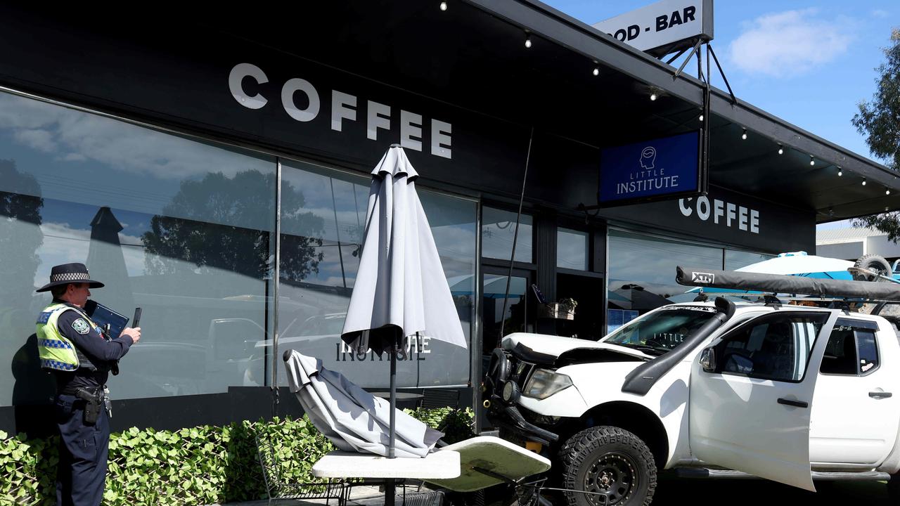Dramatic near miss for cafe customers