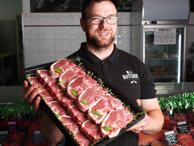 Josh Scharner butcher at M&J's Butcher on Clarence.  Call out for Tassie's Best Butcher.  Picture: NIKKI DAVIS-JONES