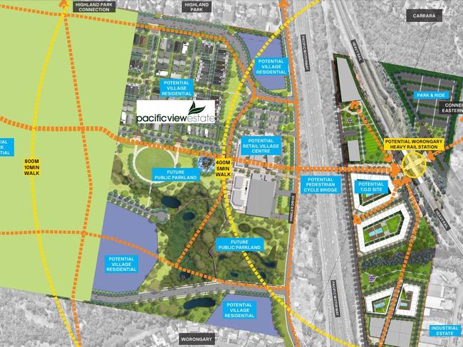 The proposed alternative location for the new station at the planned Pacific View estate.