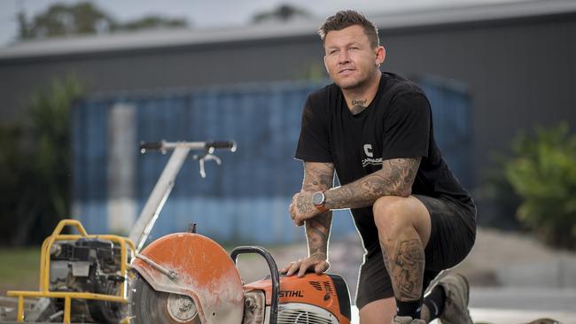 Todd Carney’s new life as a concreter is one he is loving. Picture: Peter Wallis