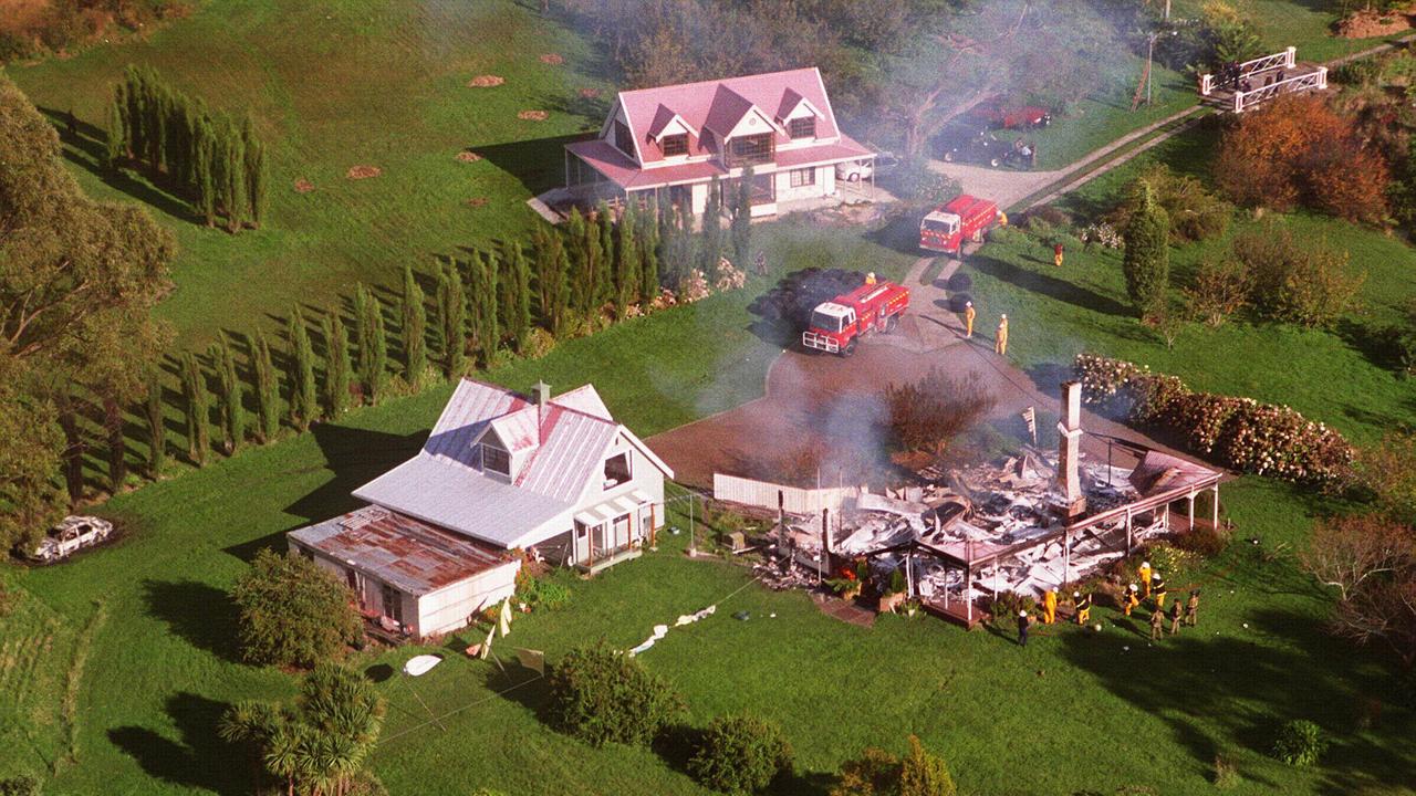 The smouldering ruins of the Seascape Cottage after a fire was started.