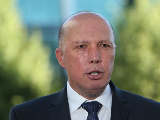 Minister for Home Affairs Peter Dutton at Australian Border Force Headquarters in Canberra. Picture Kym Smith