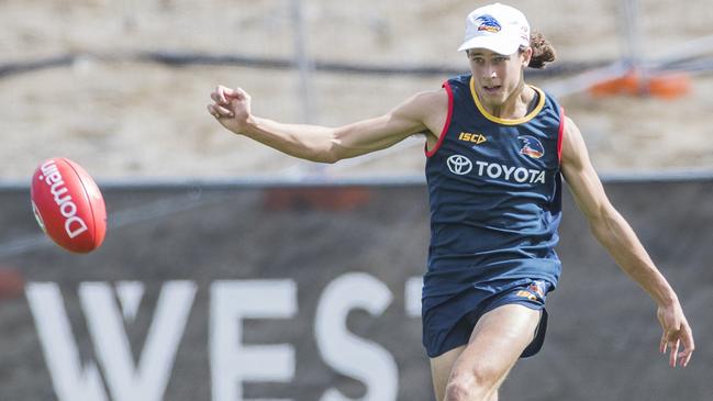 Adelaide’s Will Hamill trains at Football Park. Picture: Simon Cross