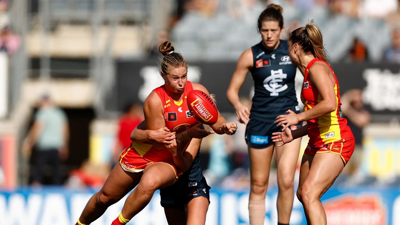 Gold Coast drafted Victorian Charlie Rowbottom with pick 1 of the 2022 draft after she nominated for the Queensland pool. Picture: Michael Willson/AFL Photos via Getty Images.