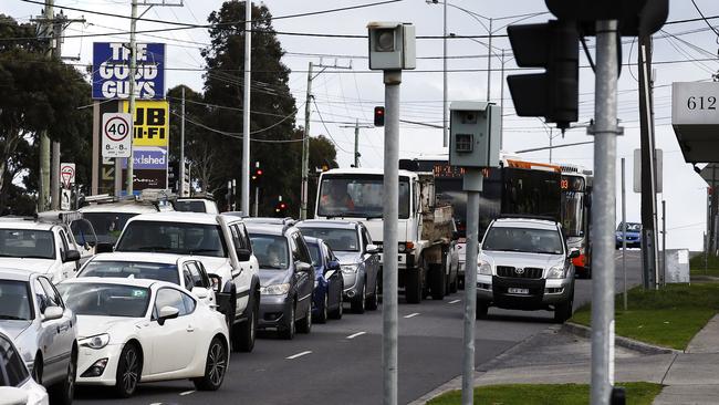 The speed cameras at the corner of Batesford and Warrigal roads are among the state’s top earners. Picture: Paul Loughnan