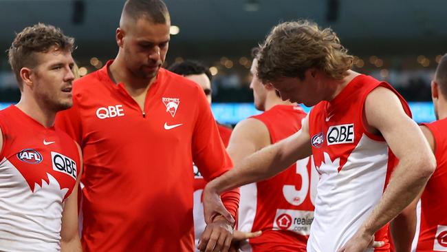 Lance Franklin could miss a month with a broken finger. Picture: Getty Images