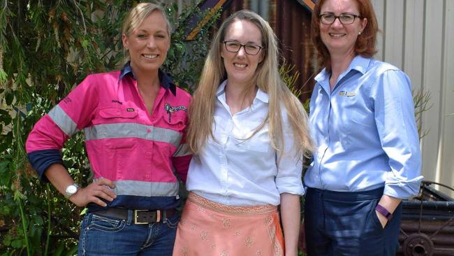 INNOVATORS: Monster Skid Steer and Attachment Hire's Dianne Kemshead, My Felt Lady's Candice Mason, and Business Navigator Western Downs Suzie Woods at the Pitch Challenge. Picture: Brooke Duncan