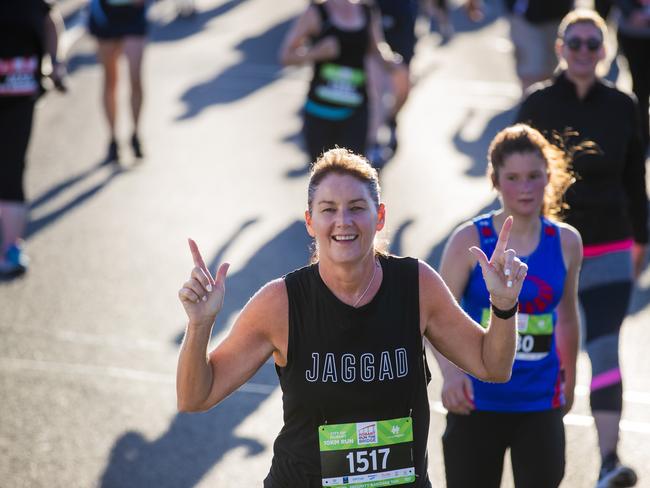 Run the Bridge Fun Run 2020 across Tasman Bridge. Picture: RICHARD JUPE