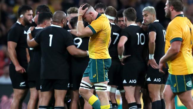 Lachlan Swinton is sent off against the All Blacks. Picture: Getty Images