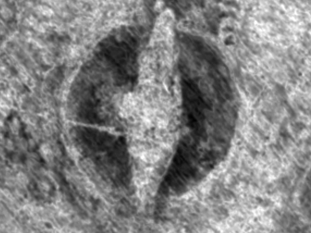 An Image generated from a georadar, showing what archeologists believe is a Viking ship buried near Halden, some 150 km south of Oslo, Norway. Picture: NIKU