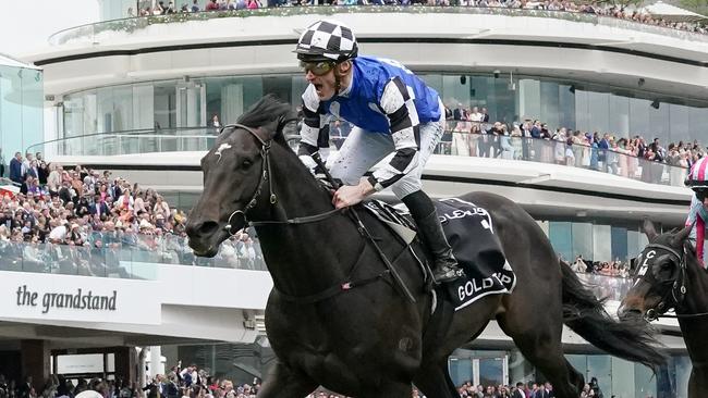 Gold Trip is primed to post his first win since last year’s Melbourne Cup in Saturday’s Group 1 Turnbull Stakes at Flemington. Picture: Racing Photos via Getty Images