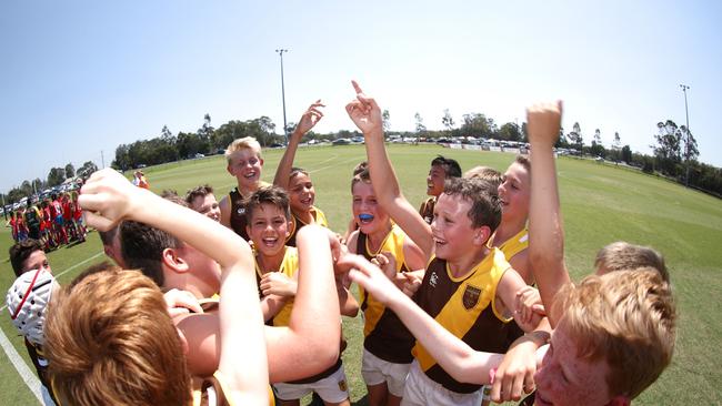 Padua College celebrate the sound of the siren on grand final day. J<b>ason O’Brien Photography – https://jasonobrien.photoshelter.com/index</b>