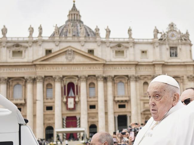 Pope Francis toured St Peter's Square in his Popemobile on Easter Sunday, the day before his death. His funeral will be held in the historic square. Picture: AP