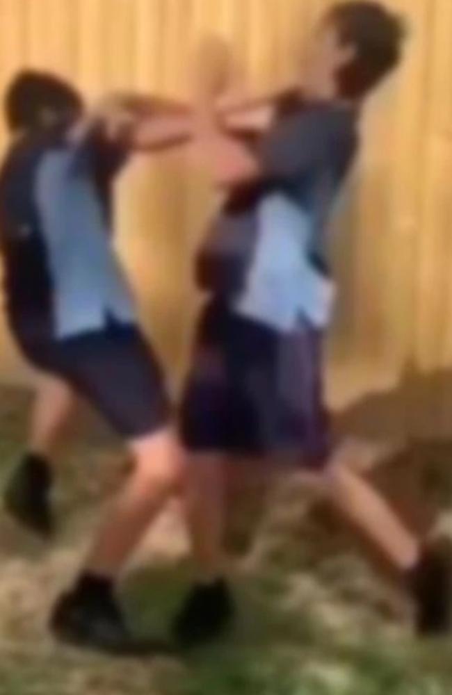 Local police stepped up patrols around Flagstone Community College following a fight allegedly involving up to 30 students on June 1, 2022, during school pick-up. Picture: from contributed video footage