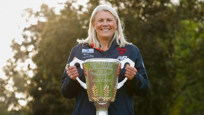 Roffey poses with the 2021 premiership cup. (Photo by Michael Willson/AFL Photos via Getty Images)