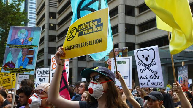 Climate protesters in Sydney’s CBD. Picture: Matrix