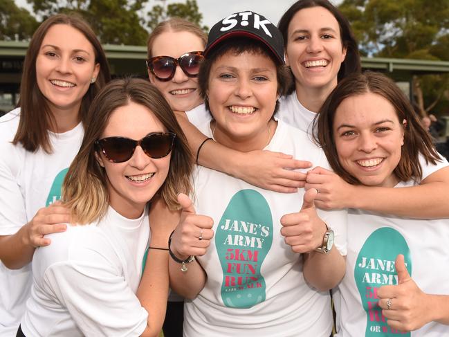 Jane Barnes and the friends who helped make up Jane’s Army, which raised funds for the Alfred Hospital and Maddie Riewoldt’s Vision.