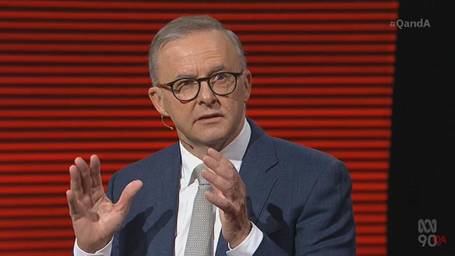 Anthony Albanese on Q&amp;A with David Speers. Picture: ABC