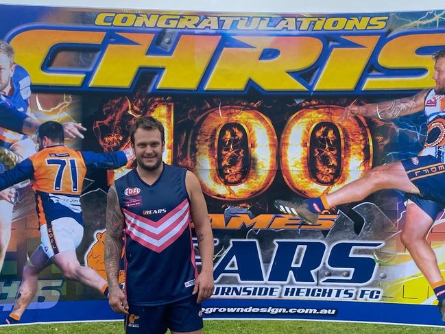 Chris Metcher played his 400th game of community footy. Photo: Facebook.